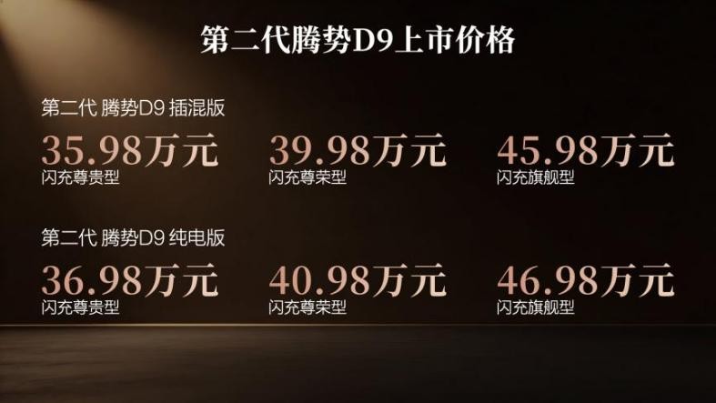 第二代腾势D9上市，推6款车型/售价35.98万起