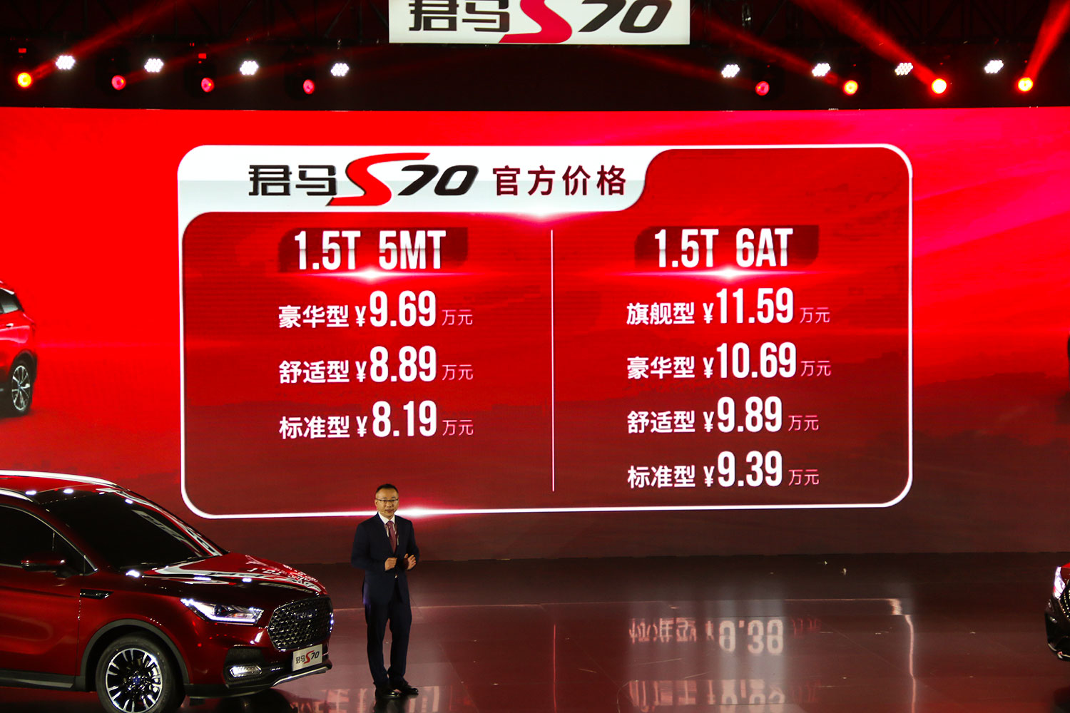 售8.19-11.59万 君马首款车型 S70正式上市