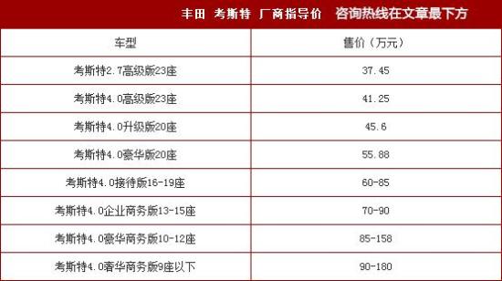 一汽丰田考斯特9座房车报价，考斯特九座