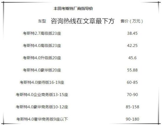 丰田考斯特豪华商务车 考斯特12座价格  