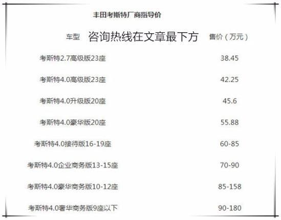 丰田考斯特10座现车 考斯特10座最低价