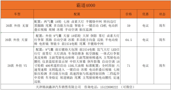 最后狂欢霸道4000 优惠2万现车手续齐全