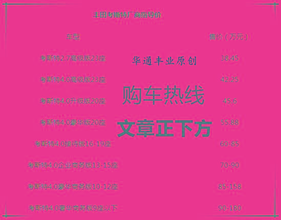 考斯特12座多少钱丰田柯斯达现车报价