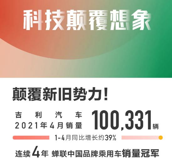 吉利汽车销量快报：月销超10万台，领克品牌月销近2万台