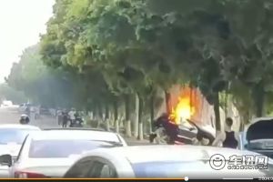 突发！广州一辆特斯拉Model3撞树后自燃起火！