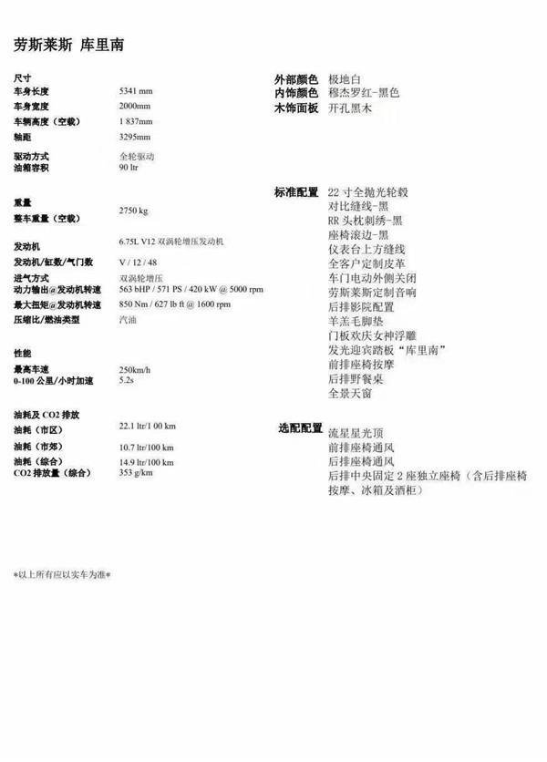 劳斯莱斯库里南接受厂单定制全网最低价