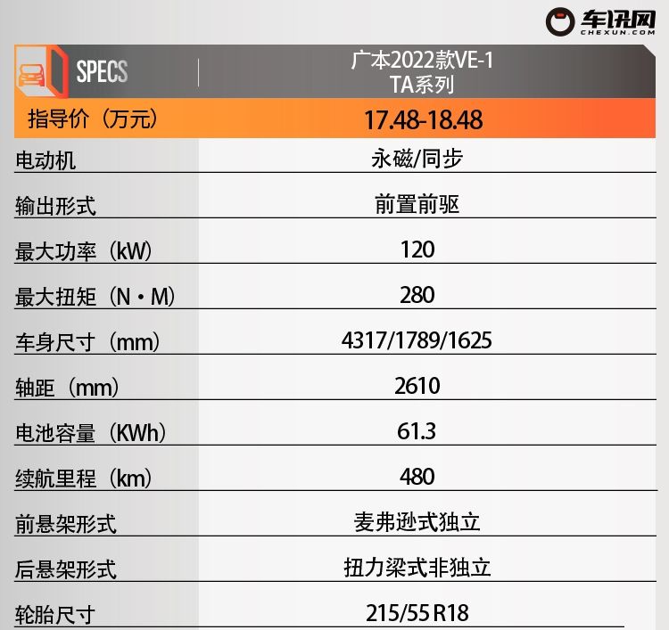 多方面升级/售价17.48万起 2022款VE-1 TA系列正式上市
