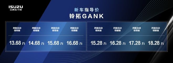 13.68万起 江西五十铃铃拓/mu-X牧游侠汽油版上市
