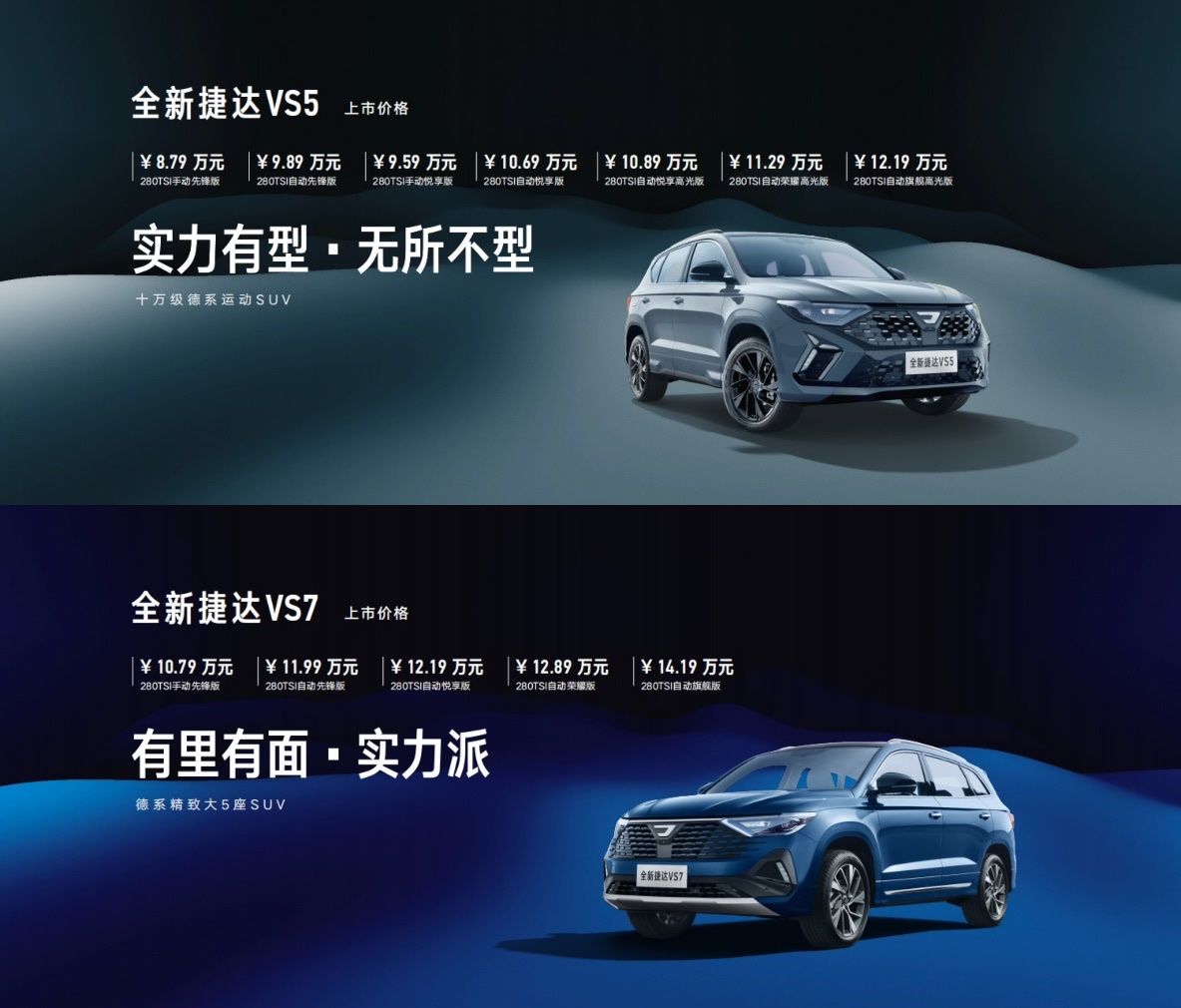 全新捷達VS5、VS7于北京車展正式上市  