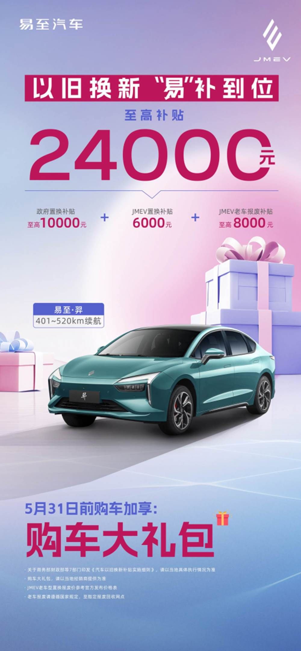 以旧换新补贴实施细则出台,江铃集团新能源易至汽车至高补贴3万元
