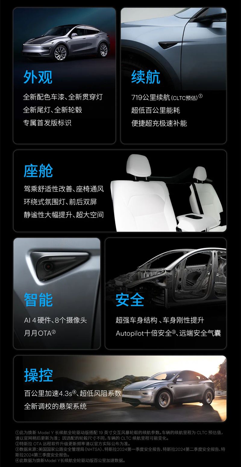 焕新Model Y 26.35万元开启预售：外观、座舱、续航全面升级！