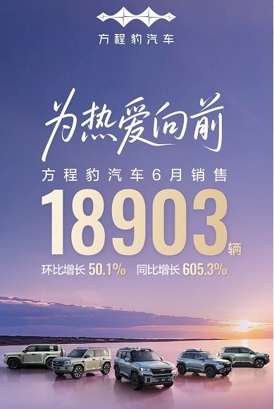 方程豹6月销量近19000辆，钛3月销破万，豹5蝉联冠军