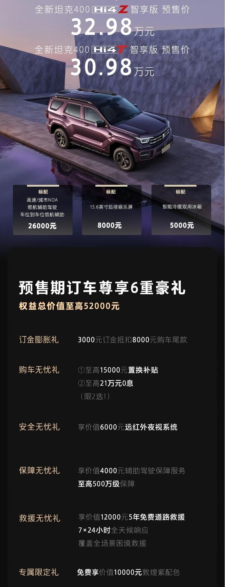 增激光雷达+Hi4-Z动力 全新坦克400预售30.98万起