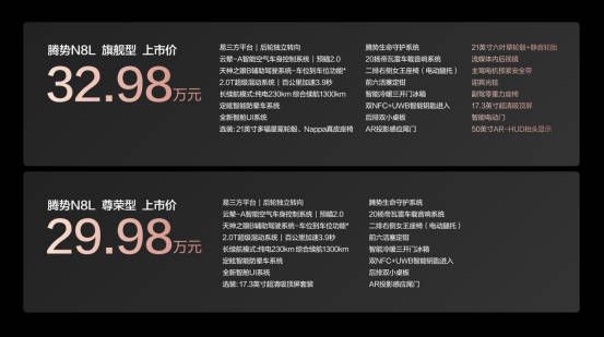 29.98万元-32.98万元!大六座安全豪华SUV腾势N8L正式上市