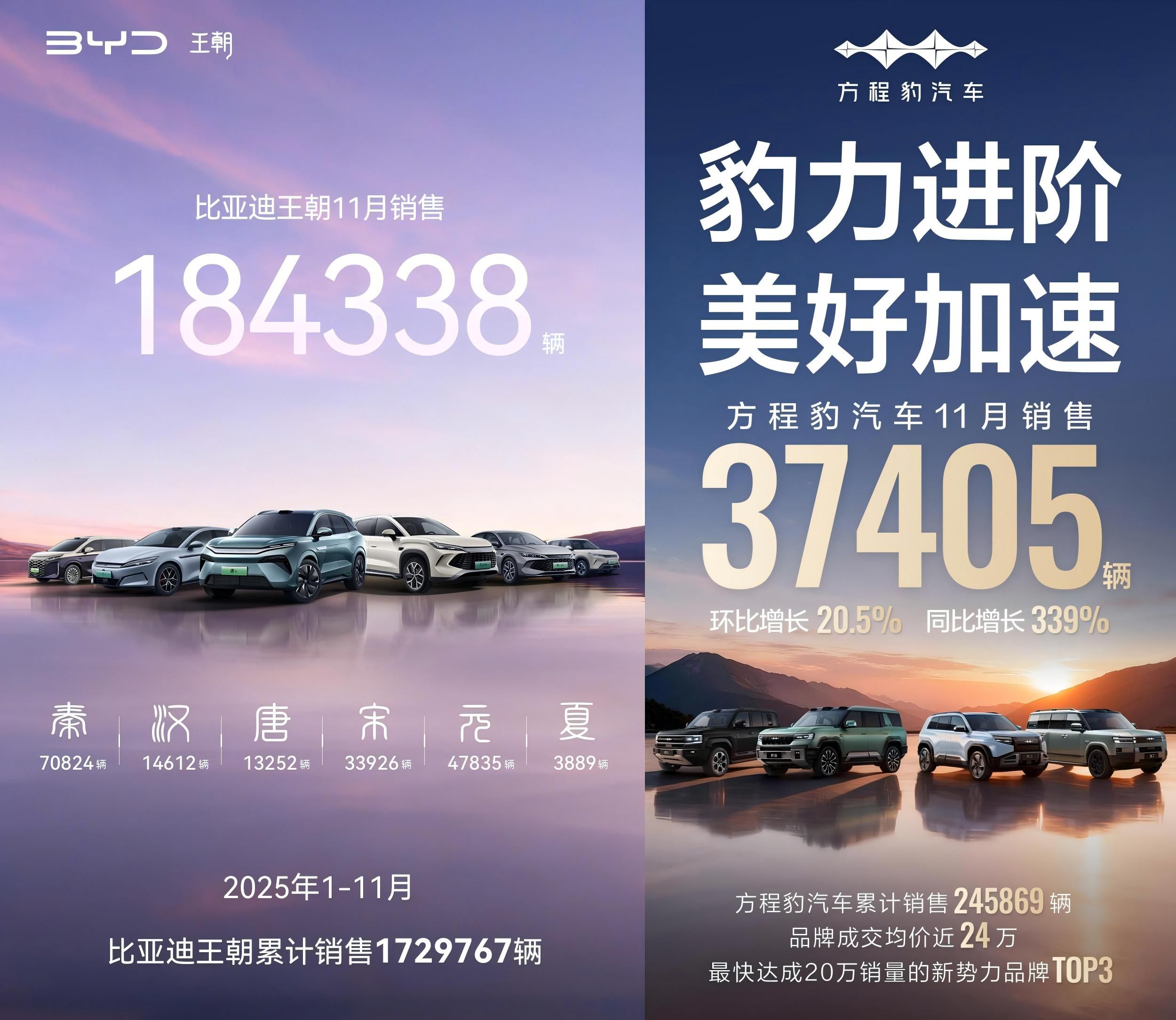 比亚迪11月销售新车480186辆，创年内新高