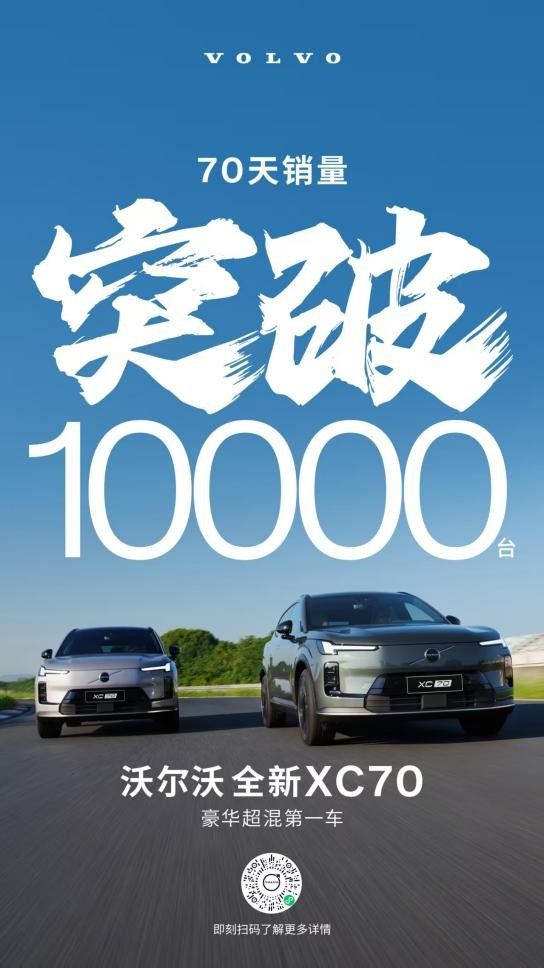沃尔沃销量劲增,XC70仅70天破万台!成豪华混动“黑马担当”!