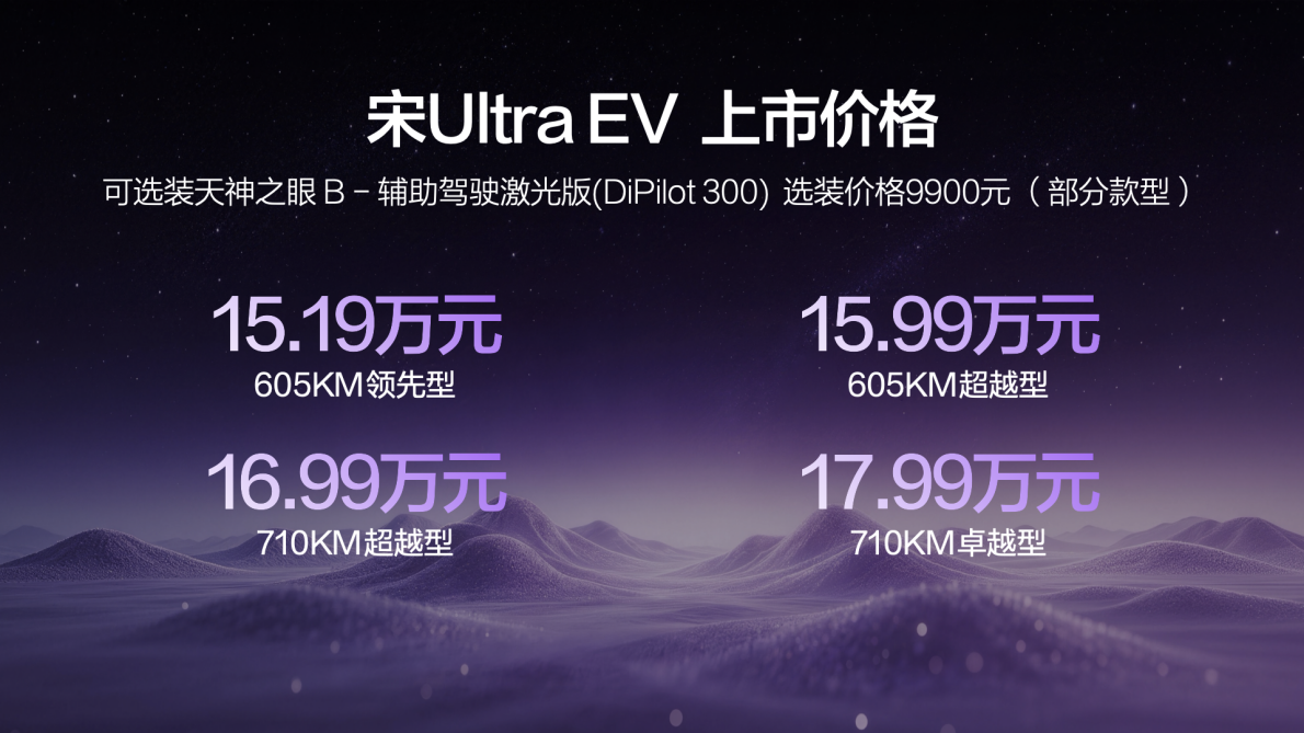 15.19万元起 比亚迪宋Ultra EV开启B级SUV闪充时代