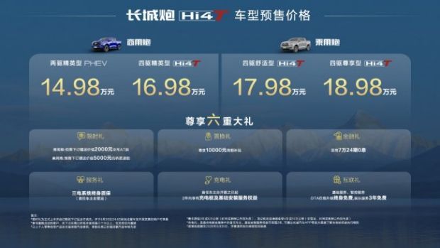 真新能源皮卡来了 14.98万元起 长城炮Hi4-T重磅预售