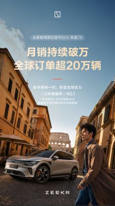 极氪7X迎来第20万台量产里程碑 全球化布局持续推进